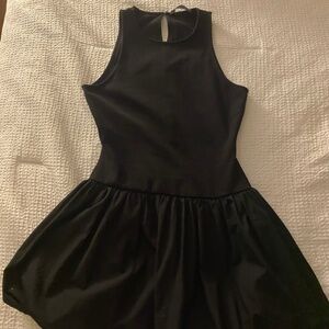 Mango balloon bubble Puffed Hem Mini Dress in Black